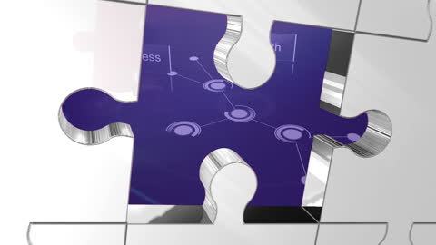 Digital Data Processing Animated Over Puzzle Concept