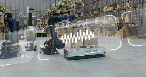 Robotic Automation with Digital Interface in Modern Warehouse