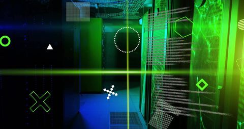 Digital Data Processing with Geometric Patterns and Scanner Beams - Download Free Stock Images Pikwizard.com