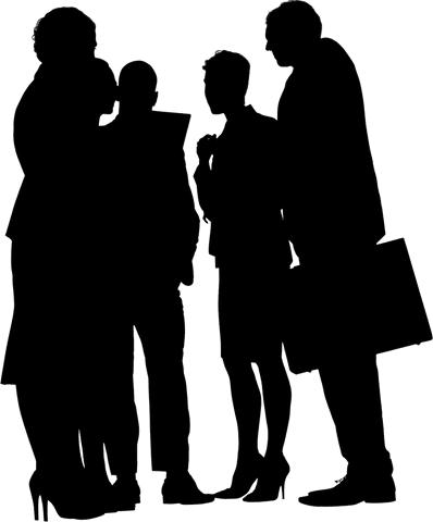 Transparent silhouette of business team engaged in discussion
