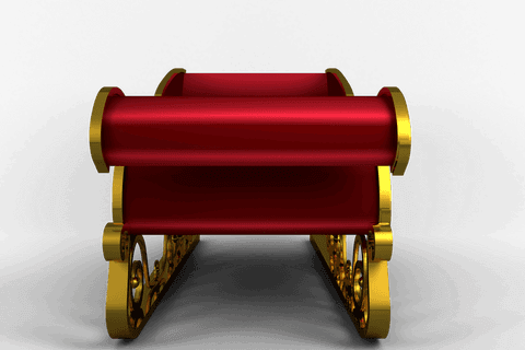 Red and gold santa claus sleigh on transparent background
