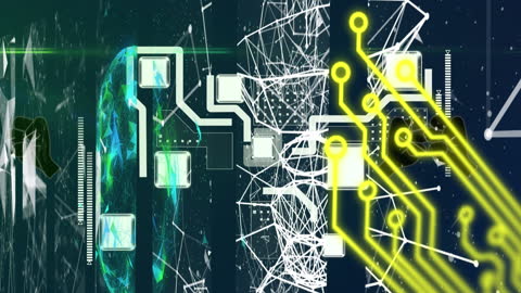 Futuristic Digital Interface with AI and Networking Elements