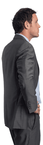 Transparent Businessman in Suit Standing with Hand on Hip