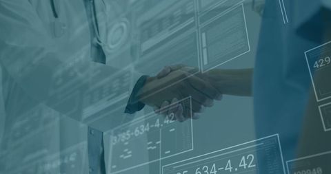 Futuristic digital handshake symbolizing technology and innovation