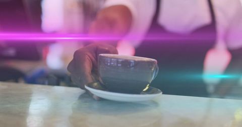 Barista Serving Coffee Cup in Modern Cafe Ambience