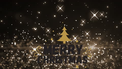 Festive Christmas Greeting with Falling Snow and Gold Accents