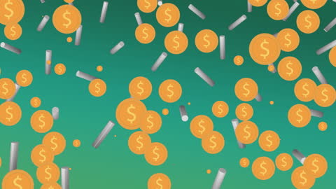 Floating Dollar Symbols on Green Geometric Background