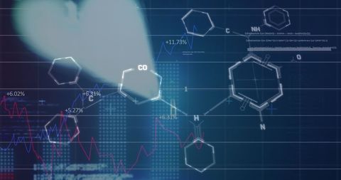 Financial Data Overlay with Digital Chemical Structures Visualization - Download Free Stock Images Pikwizard.com