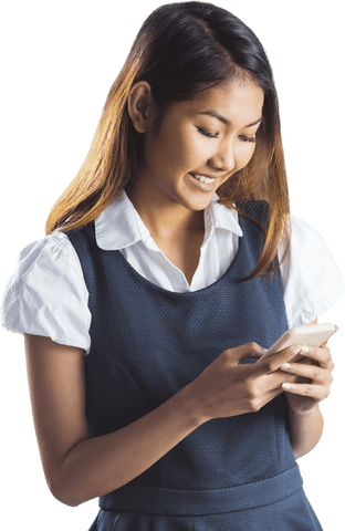 transparent smiling businesswoman using smartphone technology - Download Free Stock Videos Pikwizard.com