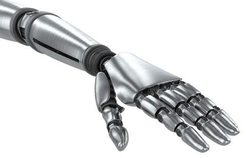 Close-Up of Transparent Metallic Robotic Hand on White Background - Download Free Stock Videos Pikwizard.com