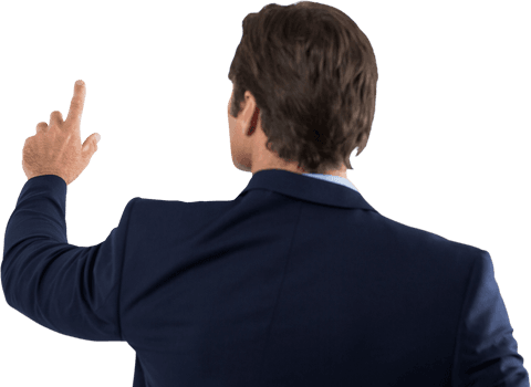 Transparent Businessman Pressing Virtual Screen with Finger - Download Free Stock Videos Pikwizard.com