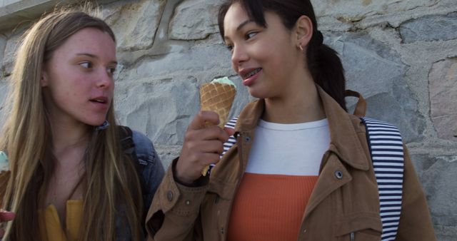 Diverse Friends Enjoying Ice Cream on Sunny Day - Download Free Stock Images Pikwizard.com