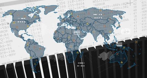 Global Data Processing and Map Representation for Technology Concepts - Download Free Stock Images Pikwizard.com