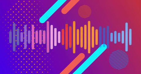 Colorful Soundwave Abstract Featuring Geometric Shapes, Neon Gradients, Futuristic Tech