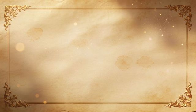 Antique parchment with gold filigree double-line border for certificate or invitation