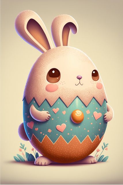 Easter rabbit made of easter egg on yellow background, created using generative ai technology - Download Free Stock Photos Pikwizard.com