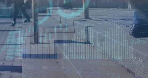 Financial Data Overlay on Urban Street Pathway