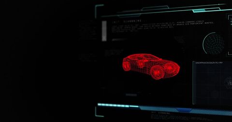 Futuristic Digital Car Interface with 3D Wireframe - Download Free Stock Images Pikwizard.com