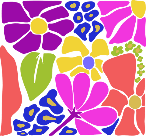 Vibrant botanical pattern with transparent background