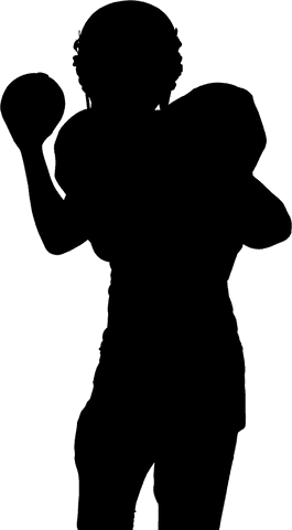 Transparent silhouette of football player throwing ball