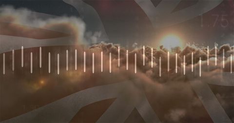 Digital Data Streams and UK Flag over Clouds with Sunrise - Download Free Stock Images Pikwizard.com