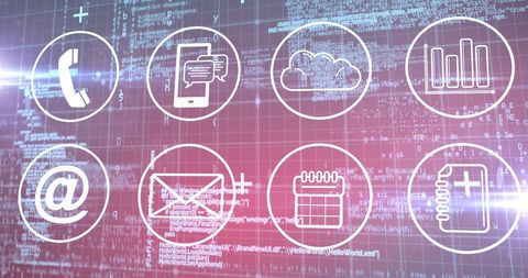 Digital Icons Overlayed on Data Processing Grid Interface - Download Free Stock Images Pikwizard.com