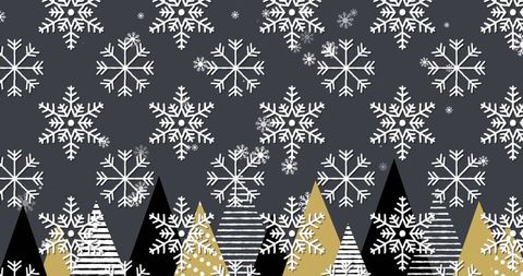 Festive Winter Snowflakes with Decorative Christmas Trees