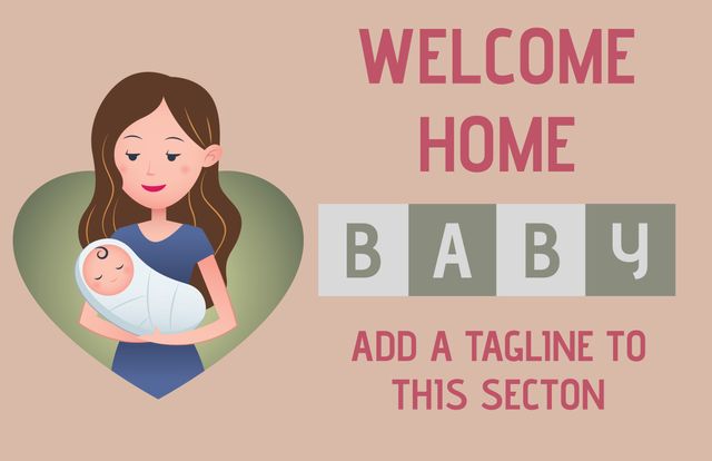 Mother Cradling Newborn with Welcome Home Baby Message - Download Free Stock Templates Pikwizard.com