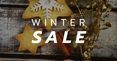 Winter Sale Promotion with Christmas Cookies and Decorations - Download Free Stock Images Pikwizard.com