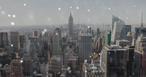 Snowfall Over NYC Skyline in Winter Serenity - Download Free Stock Images Pikwizard.com