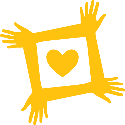 Yellow Hands Embracing Heart on Transparent Background Vector