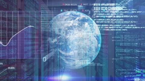 Data Processing and Global Networking Concept in Server Room
