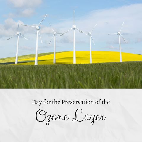 windmills on grassy field promoting ozone preservation - Download Free Stock Templates Pikwizard.com