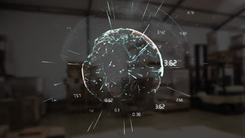 Digital Globe with Network Connections in Warehouse