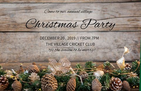 Christmas Party Invitation with Rustic Wooden Backdrop - Download Free Stock Templates Pikwizard.com