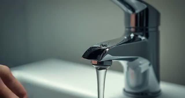 Activating Chrome Faucet Lever for Water Stream in Minimalist Setting