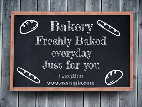 chalkboard sign with bread illustrations promoting local bakery - Download Free Stock Templates Pikwizard.com