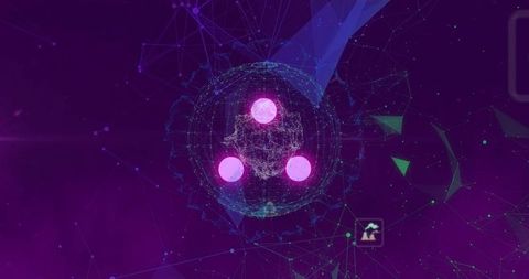 Futuristic geometric sphere with glowing nodes in digital space