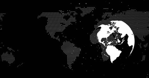 Abstract digital globe spinning on world map