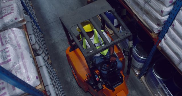 Warehouse Worker Operating Forklift - Download Free Stock Images Pikwizard.com