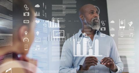 Digital Interface and Data Discussion in Modern Office - Download Free Stock Images Pikwizard.com