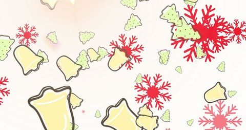 Festive Falling Icons: Christmas Trees, Bells, and Snowflakes