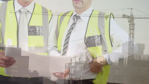 Engineers Overseeing Urban Construction Project