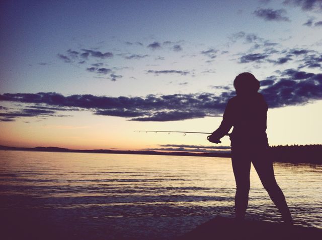 Silhouette fishing person sea - Download Free Stock Photos Pikwizard.com