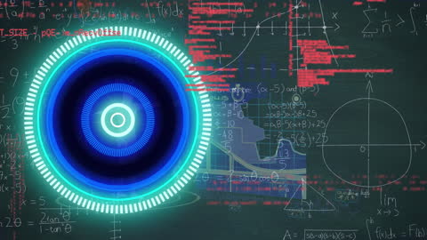 Neon Digital Interface with Mathematical Equations