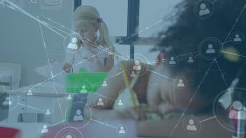 Children Connected Through Digital Interface in Classroom