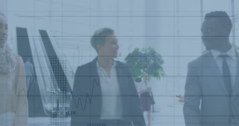 Diverse Businesspeople in Office with Financial Growth Graph