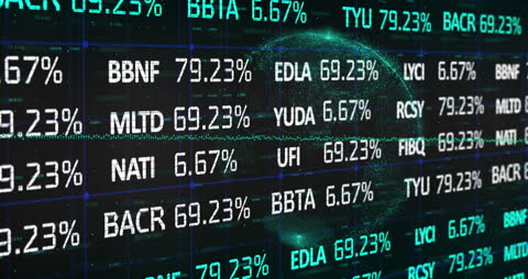Futuristic Digital Stock Board Displaying Global Markets