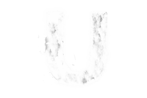 Digital Smoky Letter U on Transparent Background