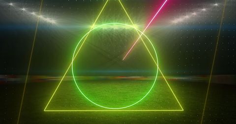 Neon Geometric Shapes and Lights on Floodlit Sports Field - Download Free Stock Images Pikwizard.com